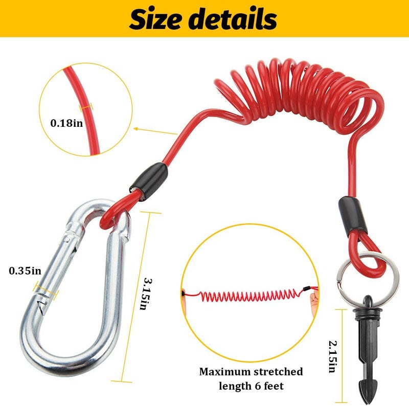 SWPHRT 6FT Trailer Breakaway Cable, Stainless Steel High Rebound RV Spring Towing Coiled Wire Safety Lanyard with Pin, Heavy Duty Camper Emergency Break Switch Wire, Universal for RV Trailer - Image 2